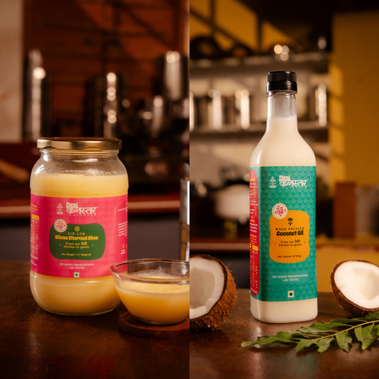 Bilona Churned Ghee 500ml + Coconut Oil