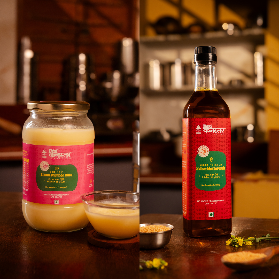 Bilona Churned Ghee 500ml + Yellow Mustard Oil