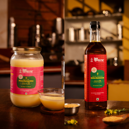 Bilona Churned Ghee 500ml + Yellow Mustard Oil